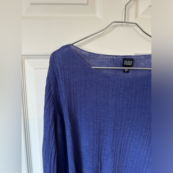 EILEEN FISHER DARK PURPLE Women's Linen Top. - Picture 4 of 10